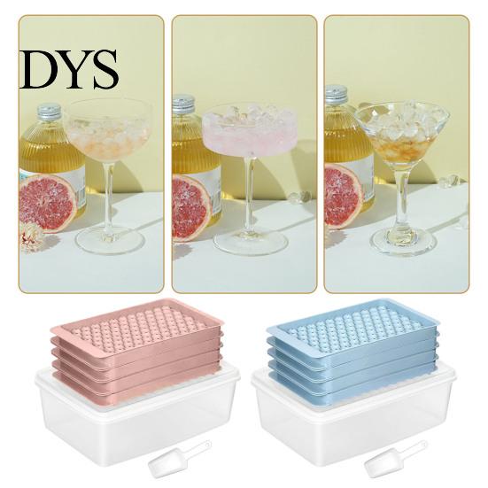 Mini Sphere Ice Tray Cube with Bin And Scoop, Small Round Space Saving Container Ball Mold for Coffee Drinks, Easy Release Stackable Silicone Freezer