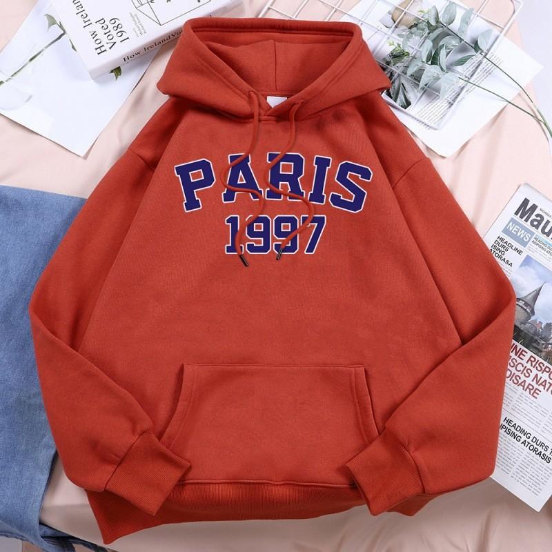 City Letter Print Hoodie Warm Wool Daily Pullover Fashion Casual Loose