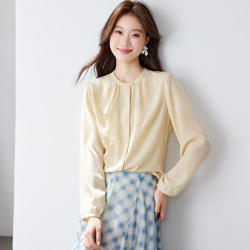 

Srcr Women s Silk Crepe Long Sleeve Shirt L