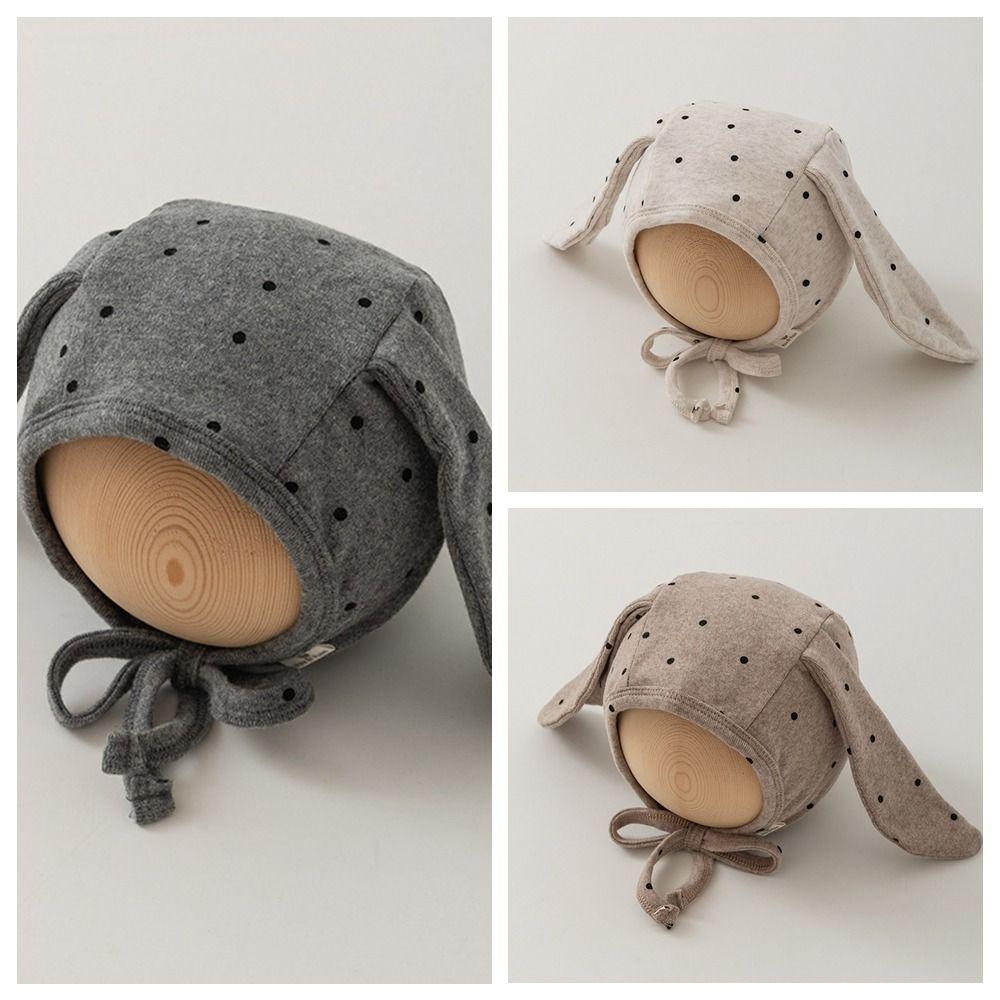 Cute Newborn Rabbit Ear Beanie Hat Polka Dot Infant Bonnet Hat Baby Fetal Cap  Photography Props