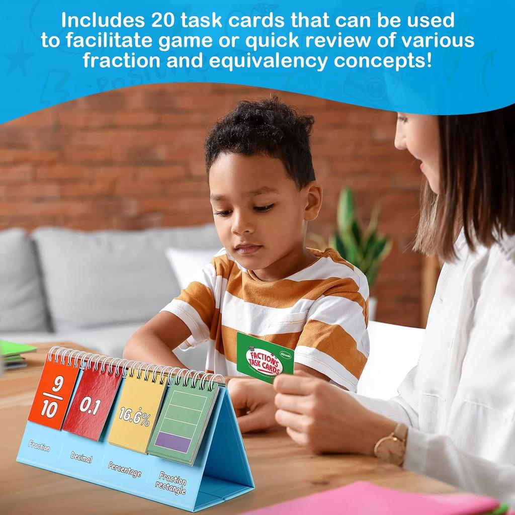 Aizweb Double-Sided Fractions and Equivalency Flip Chart - Math Manipulatives for Elementary School, Fraction Manipulatives, Homeschool Supplies