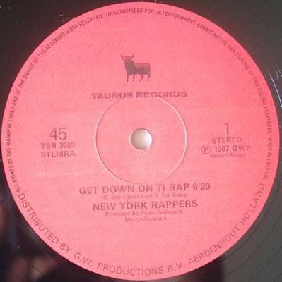 Disque 12 pouces NEW YORK RAPPERS - Get Down On It Rap TSR3683 Taurus Records 1987 Pays-Bas Danse & Électronique Occasion