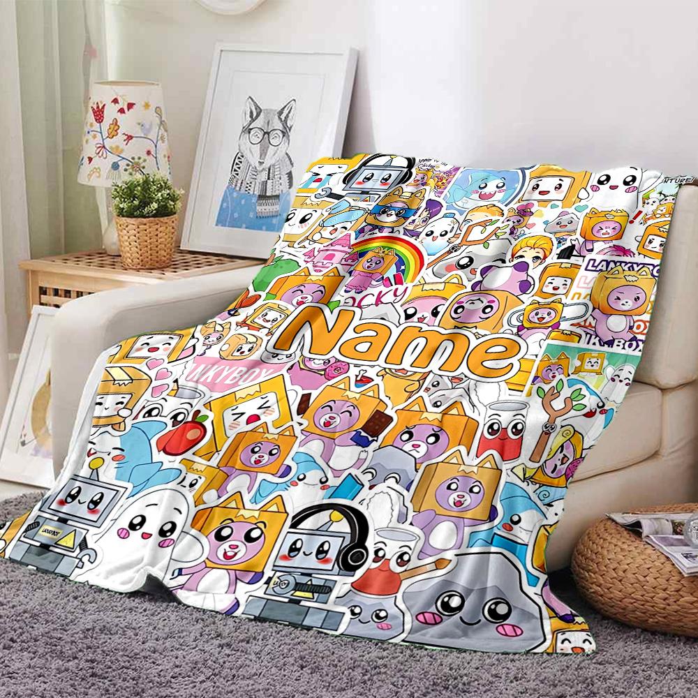 Custom Name LankyBox Theme Printed Blanket - Perfect for Couch, Bed, Travel & Outdoor Use | Machine Washable, Cozy & Durable.