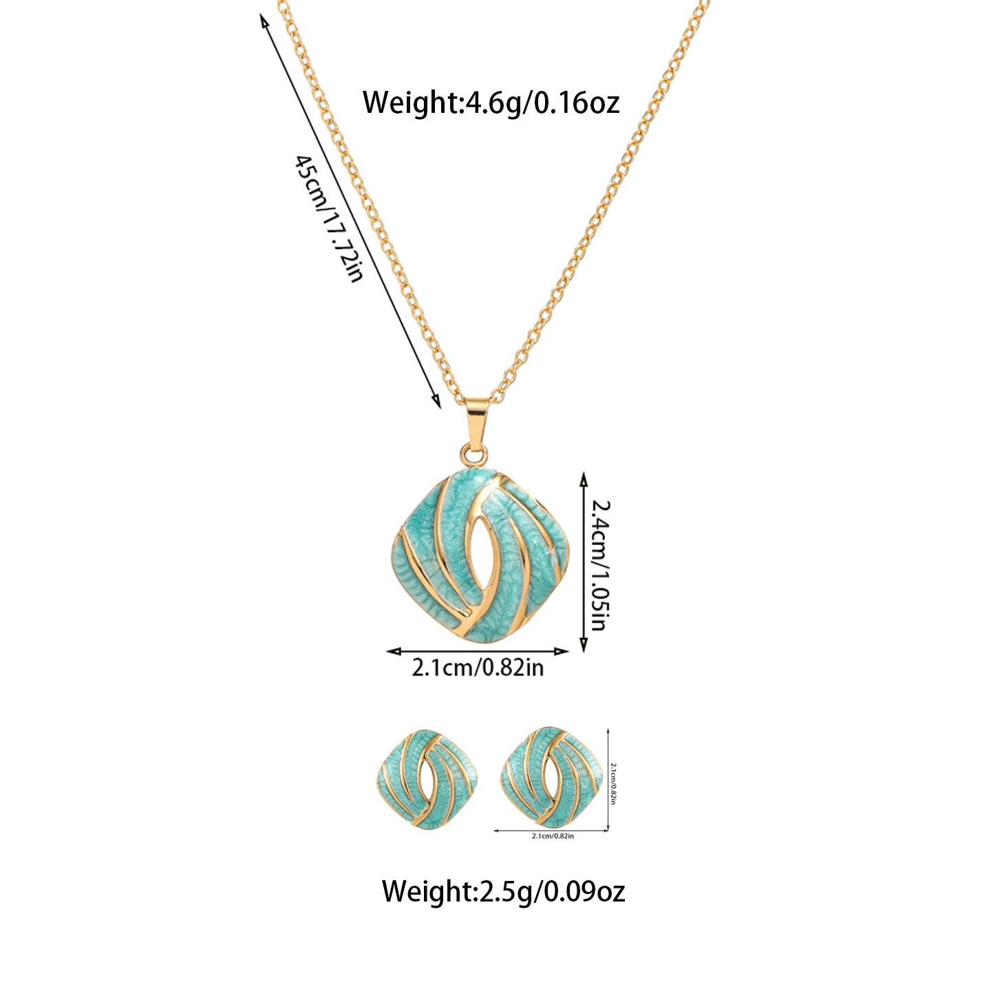 Stainless Steel Cross Square Drip Oil Necklace and Earring Set - Non-fading, High-end Jewelry синий