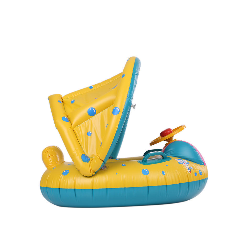 Detachable Inflatable Sunshade Swimming Pool Ring Float Boat Seat Baby Kids Toddler Raft