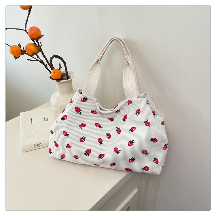 

Korean version of corduroy printed tote bag 2025 new large-capacity storage handbag canvas shoulder bag белый
