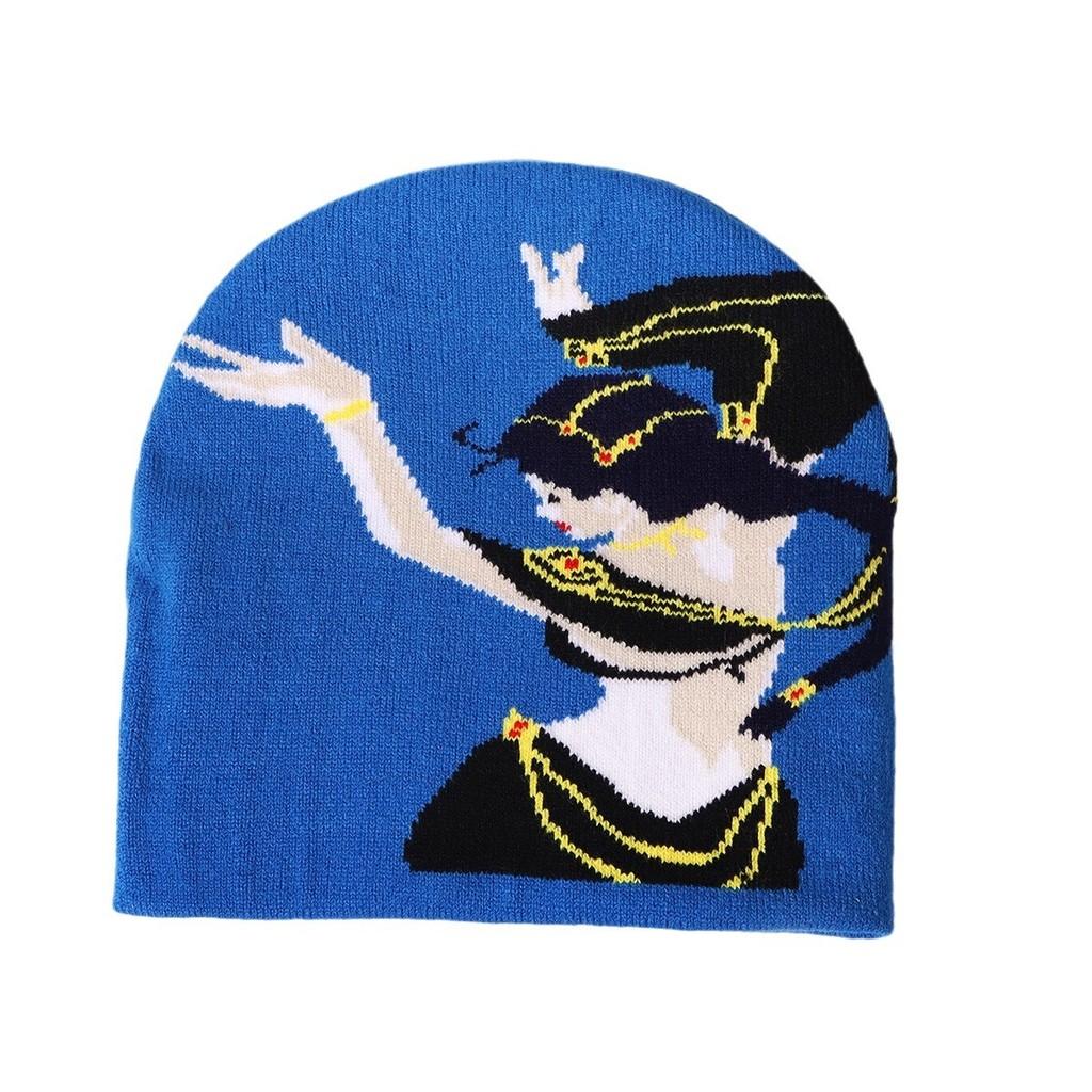 Fly Girls Knit Hat With Cartoon Embroidery For Casual Winter Wear