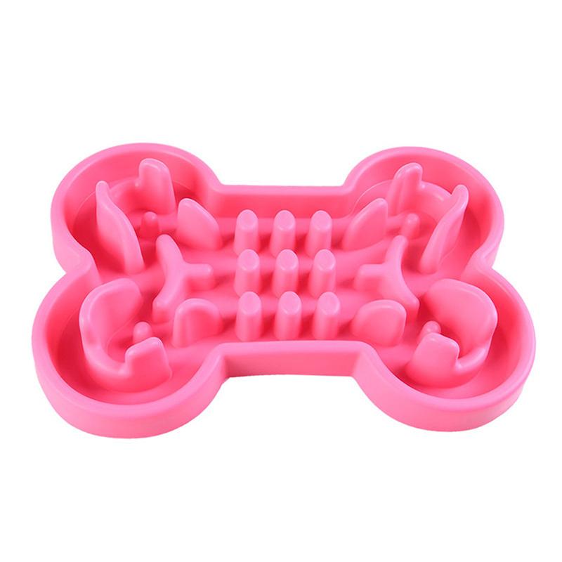 Pet Slow Food Bowl Silicone Bone Shaped Anti-Skid Dog Bowl Cats Feeding Bowls Leakproof Food Feeder Training Dog Slow Food Pet