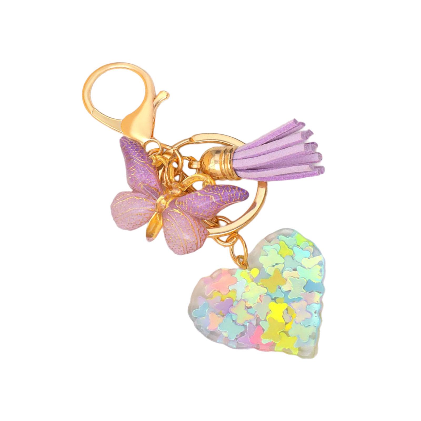 

Прекрасный брелок-бабочка, блестящий брелок из смолы с пайетками, шарм для сумки, брелок для ключей от машины, шарм для сумки в виде сердца, украшения D