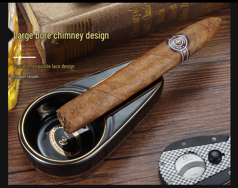 Portable Ceramic Cigar Ashtray with Single Slot