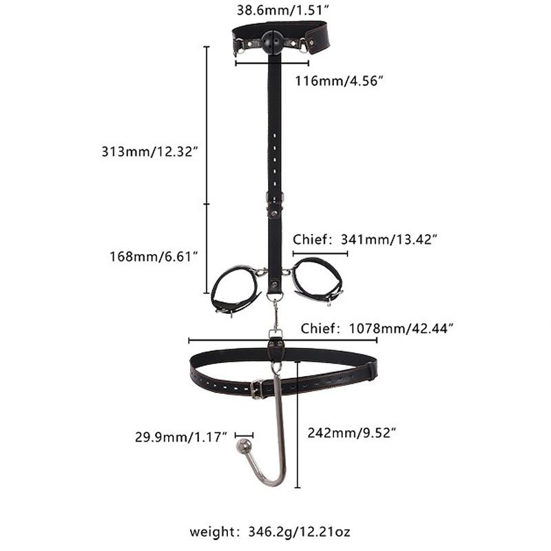 Leder & Metall Bondage-Ausrüstung für Frauen mit Analhaken, Fesselset für Paarspiel, SM Vorspiel- & Spanking-Spielzeug