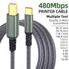 LAIHONEN USB Type C to UsB B Printer Cable Gray Braided Printer Scanner Cord For Canon Epson HP Samsung USB Printer Cable
