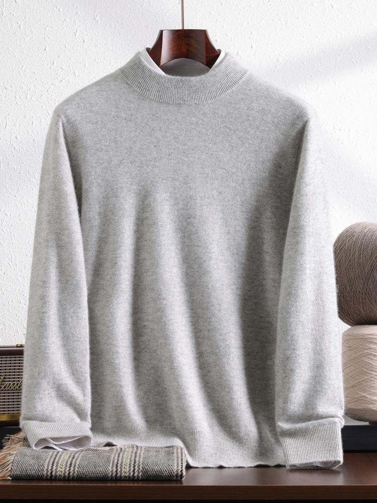 Men's 100% Pure Mountain Half-Cashmere High Neck Knit Sweater - Thickened for Autumn/Winter