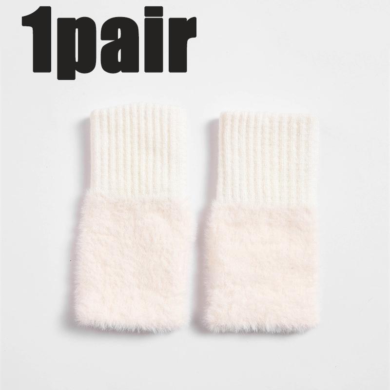

1/2PC Winter Knitted Half-finger Plush Gloves Women Warm Knitted Fingerless Gloves Touch Screen Open Finger Gloves Soft Mittens