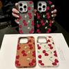 Cherry Print Slim Matte for Magsafe Case For iPhone 16 Pro Max 15 14 Pro 13 12 11 TPU Leather Texture Shockproof Soft Magnetic Phone Cover