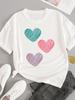 (Asian Size) T-shirts Fashion O-neck Female Casual Women's Top T Clothing Love Heart Style Print Short Sleeve Graphic Tee