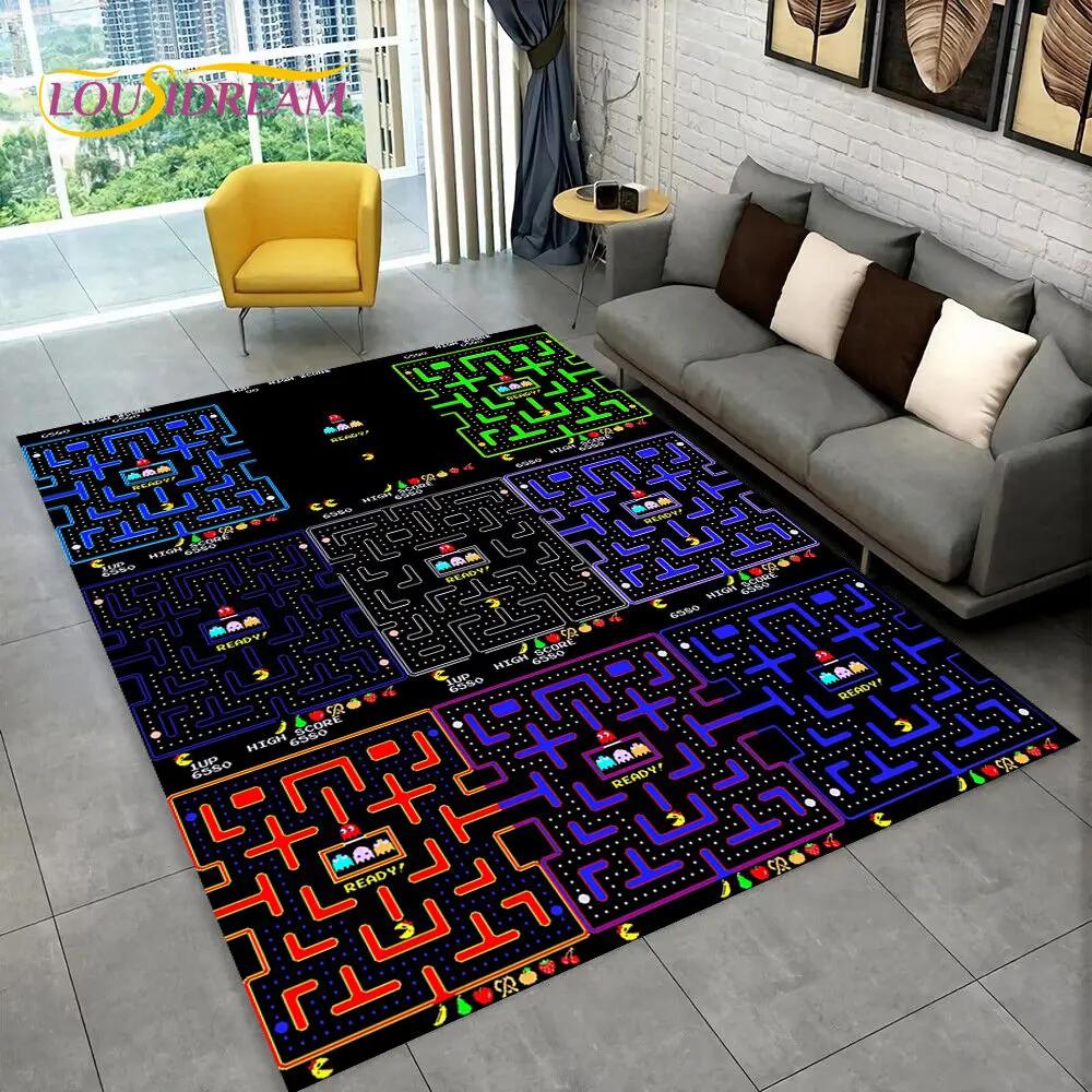 Pacman-alfombra Retro clásica para Gamer, alfombra para el hogar, sala de estar, dormitorio infantil, decoración de felpudo para sofá, alfombra antideslizante
