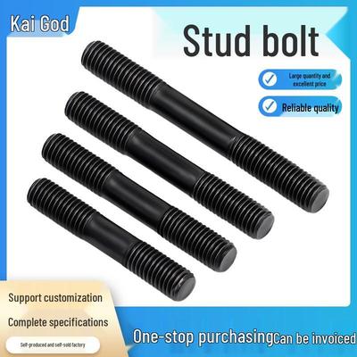 High-Strength M20 Blackened Hardened 10.9 Grade Double-Ended Stud with Equal Length Double Threads