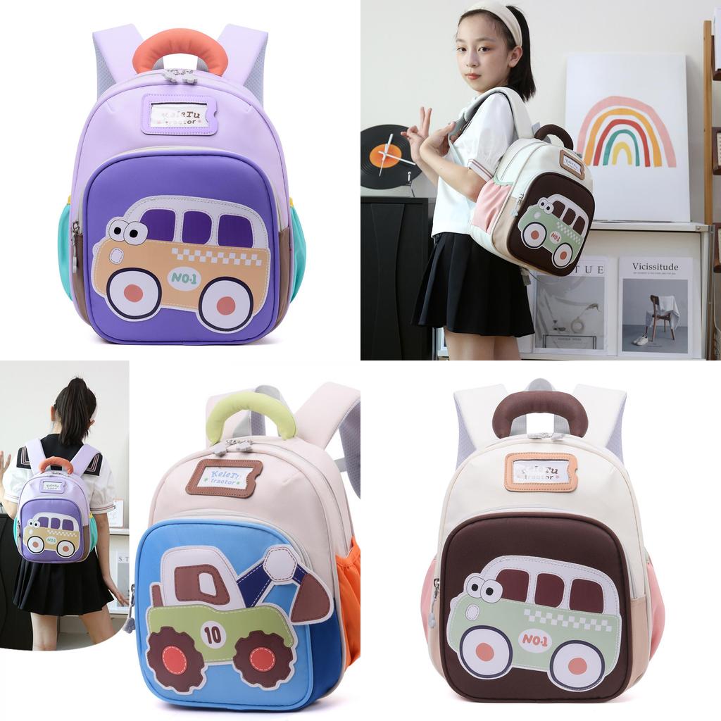 Kids Cartoon Car Backpack For Toddler Preschoolers With Oxford Fabric And Comfortable Shoulder Straps