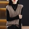 Women's V-Neck Sleeveless Knit Vest - Lightweight Polyester Spandex Blend Sweater for Spring/Summer/Fall Casual Pullover