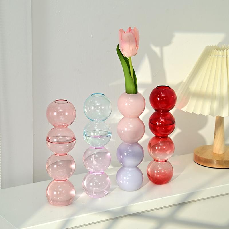 Nordic Glass Flower Bottle Bubble Vase Shaped Flower Bottle Home Decor Creative Transparent Hydroponic Vase Wedding Table Decor