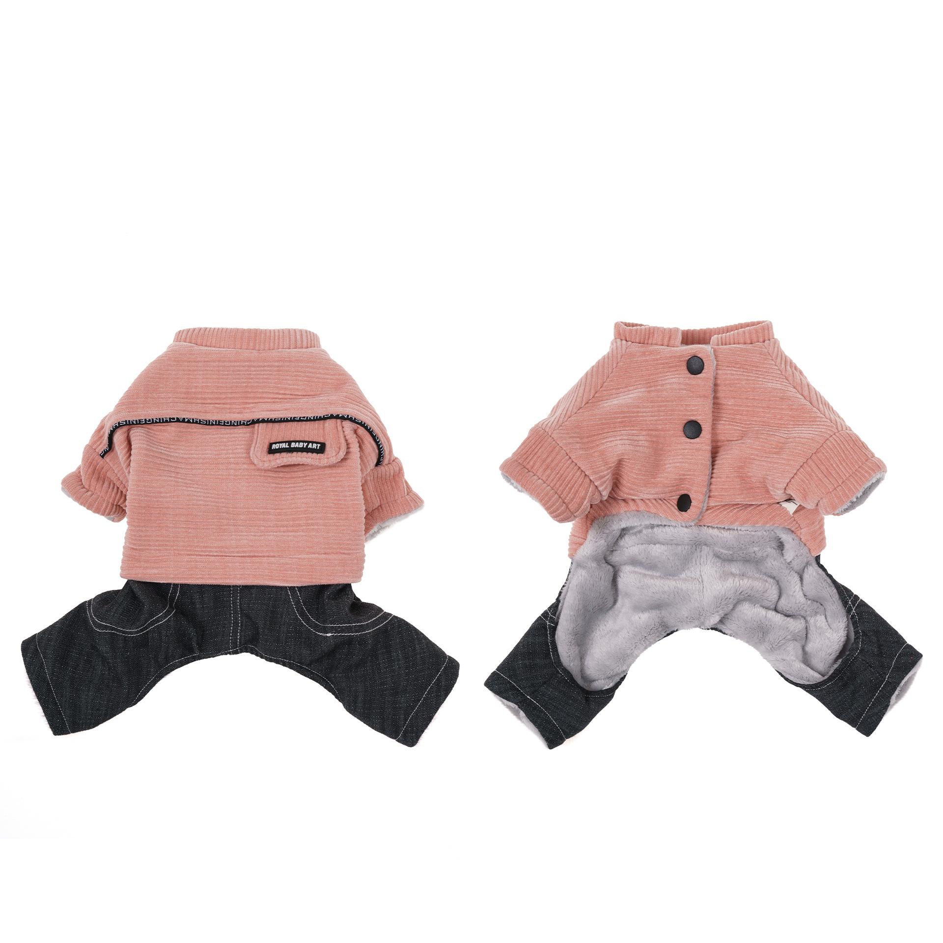 

Зимняя новая одежда для собак, приятный к коже фланелевый комбинезон для собак на четырех лапах, модная теплая хлопковая одежда для питомцев S розовый