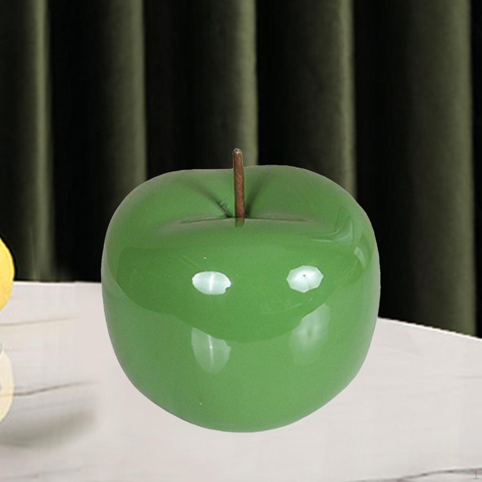 

Statue Ceramic Apple Figurine Modern Art Ornament Collectible Home Decor with Fine Green Large