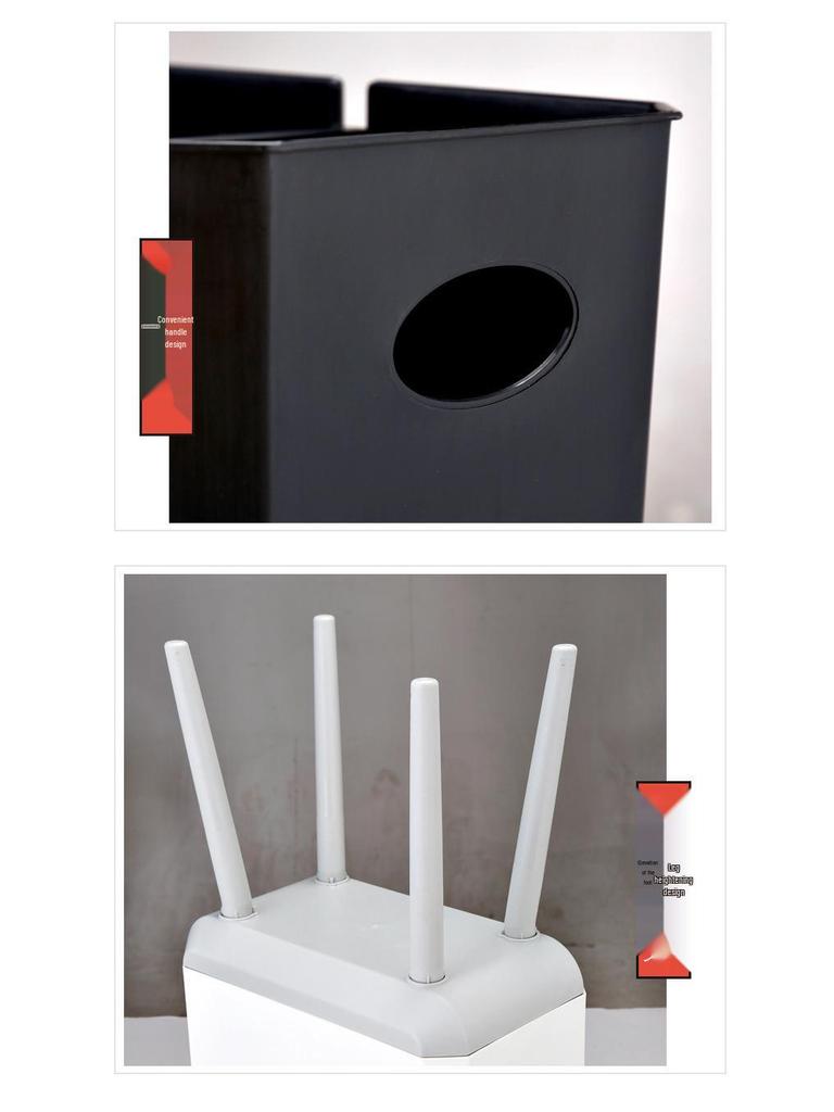 Jian Shu 14L Japanischer Stil Nass-/Trockentrennung Mülleimer mit kreativem Druckknopf-Design