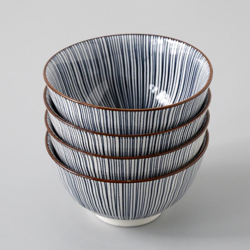 

4 Pcs/set 4.5 Inch Rice Bowl Ceramic Tableware Thread Underglaze Color Support Oven and Dishwasher 4.5 inch