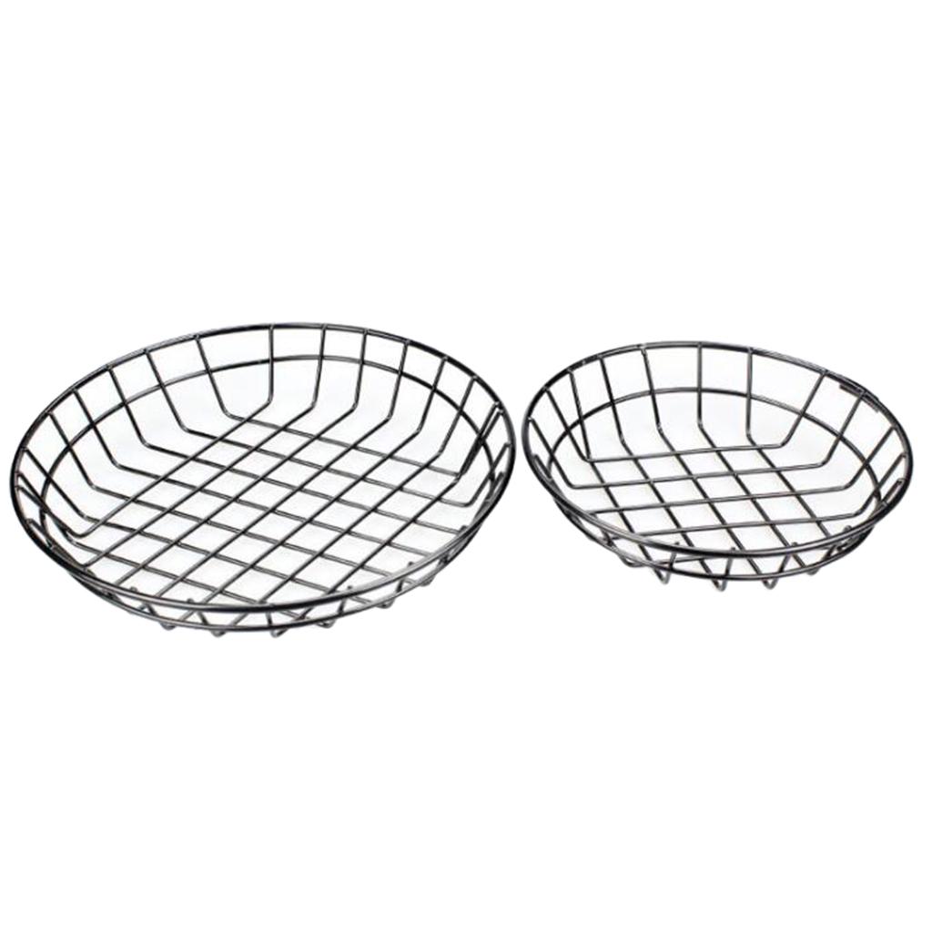 Metal Fries Chips Tapas Basket Holder Caddy Serving Stainless Steel Small, Large - Black, L