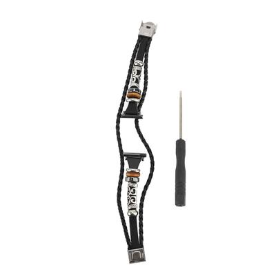 Cinturino per Smartwatch Stile Etnico Vintage in Pelle PU di Ricambio Cinturino da Polso per Uomo Donna Nero 20mm