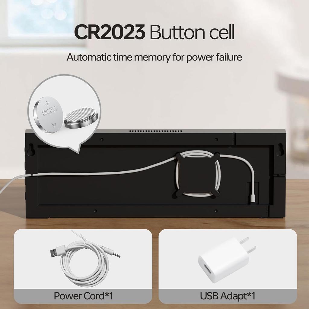 JALL 16.2" Large Digital Wall Clock with Seconds, Bluetooth Sync, Alarm Big LED, RGB Color, DST Temperature for Classroom Bedroom Garage Gym, Mount,