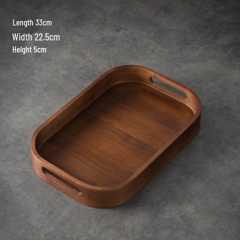 Creative Walnut Dessert & Fruit Plate with Teacup Holder - Bamboo & Wood Tea Tray