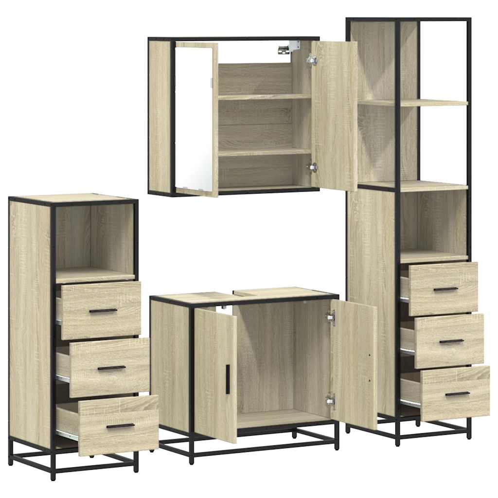 4 piece bathroom furniture set in Sonoma oak effect particle board
