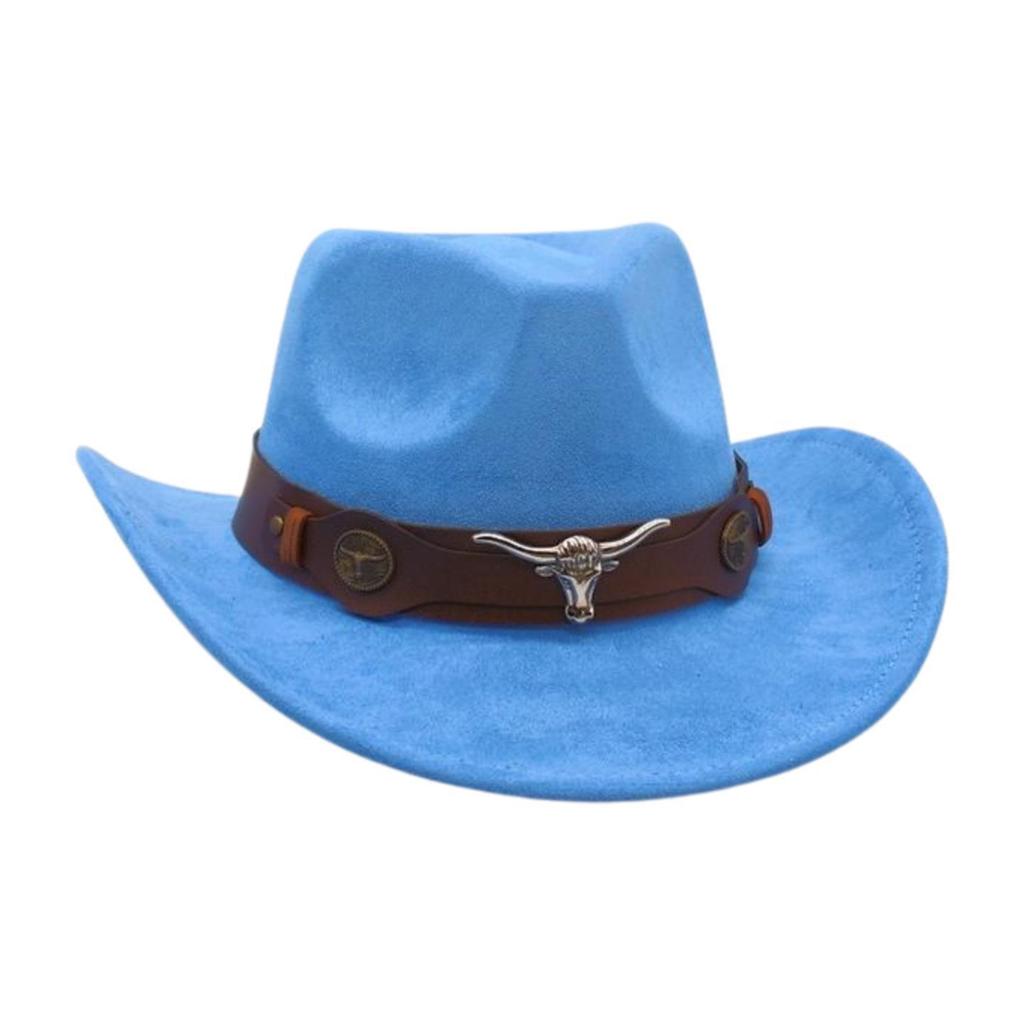Ethnic Style Western Cowboy Hat Stage Jazz Hat Brown Ox Head Suede Top Hat