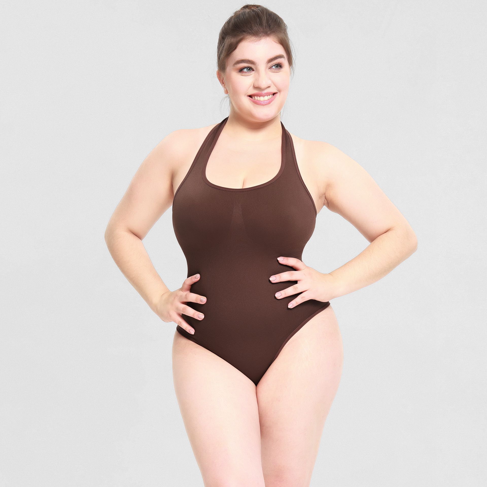 

WTEMPO Корректирующее белье Боди для женщин Tummy Control Slim Fit Боди без рукавов с круглым вырезом 3XL коричневый