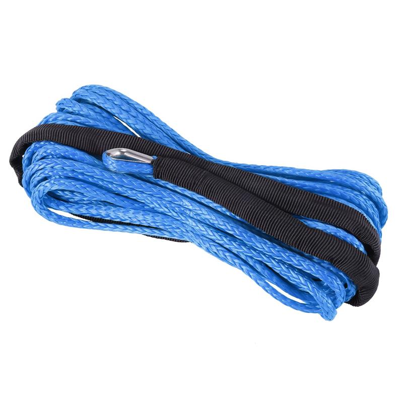 NEW-4Pcs 3/16 Inch X 50 Inch 7700 Lbs Synthetic Winch Line Cable Rope With Protection Sleeve For ATV UTV (Blue)