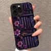 Vintage Perforierte Kante Lila Bücherregal Bemalte Hülle Für iPhone 16 15 14 13 12 11 Pro Max XS X XR 7 8 16 Plus SE 2022 2020 Abdeckung
