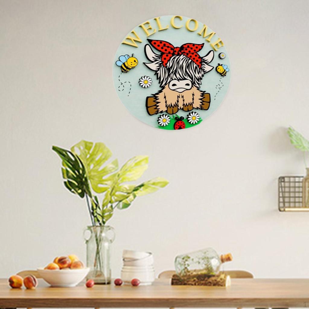 Highland Cow Wood Sign for Entryway, Wall Decor Living Room