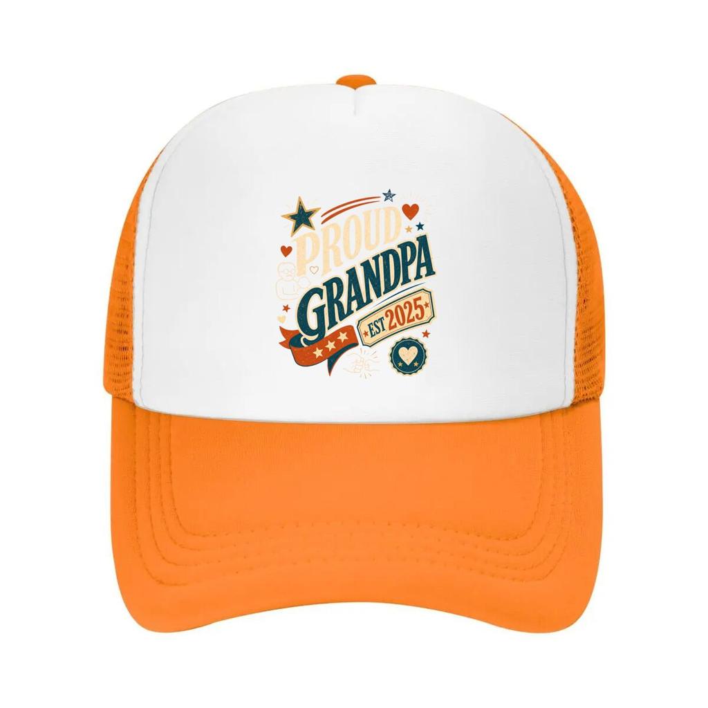 Proud Grandpa Established Celeb Mesh Baseball Cap Casual Hat Outdoor For Womens Unisex FeUnisex