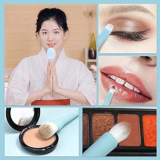MSQ Makeup Brush 8-Piece Set High-Quality Fiber Hair Super Soft Daily Portable Suitable Sensitive Skin (Blue)