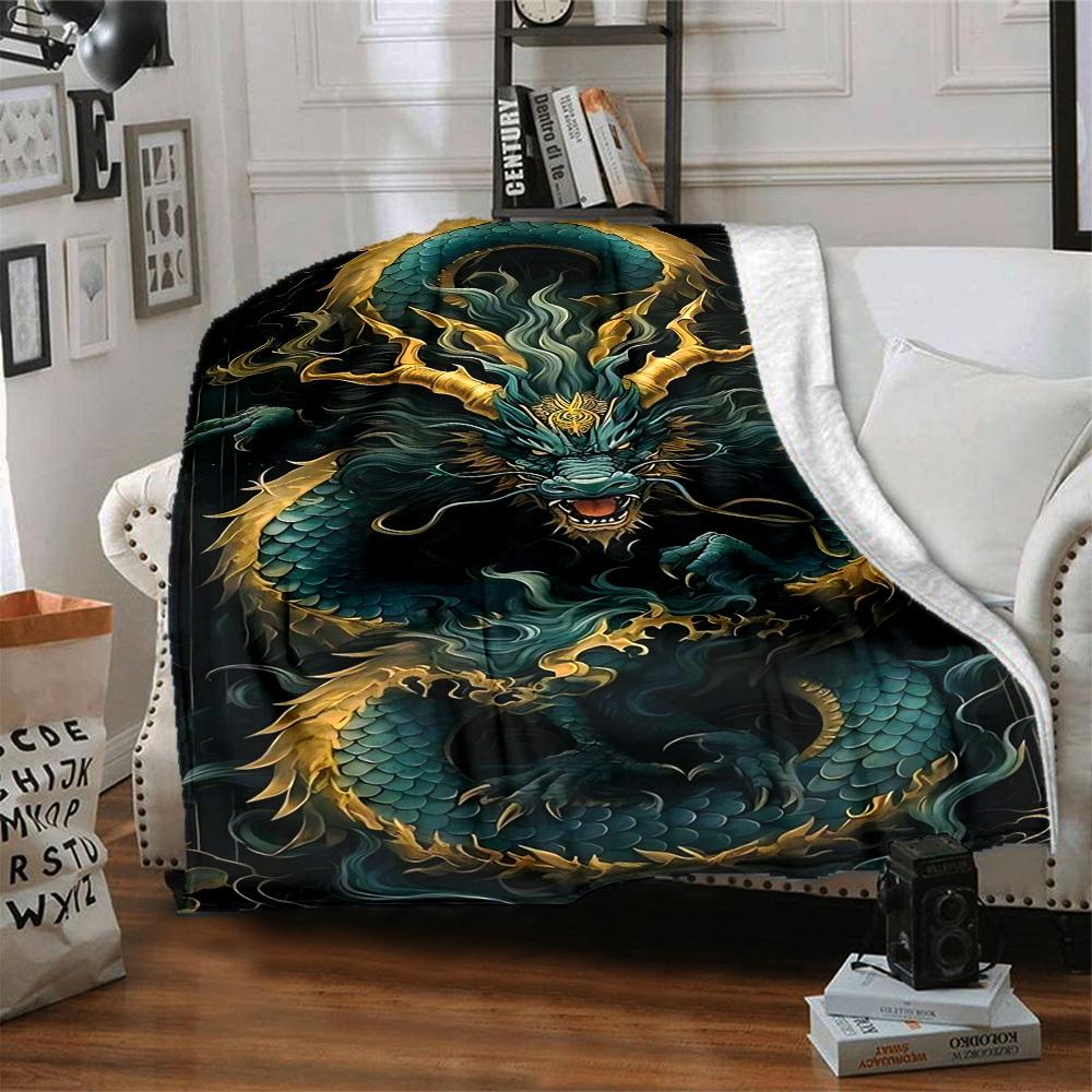 1PC Dragon Print Print Blanket, Soft Throw Blanket - Warm & Cozy for Couch, Bed, Office, and Travel yy250912194