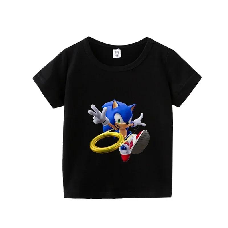 Purchased Products Sonics Tshirts Childrens Shortsleeved Casual Cotton Tshirts and 100 Cotton Cartoon Printed Tshirts