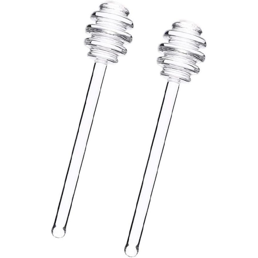 Transparent 6  Glass Honey Dipper Sticks Stirring Sticks Server Honey Spoon Dipper Stirrer Honey Wand for Honey Pot Jar Containers Honey Dispense