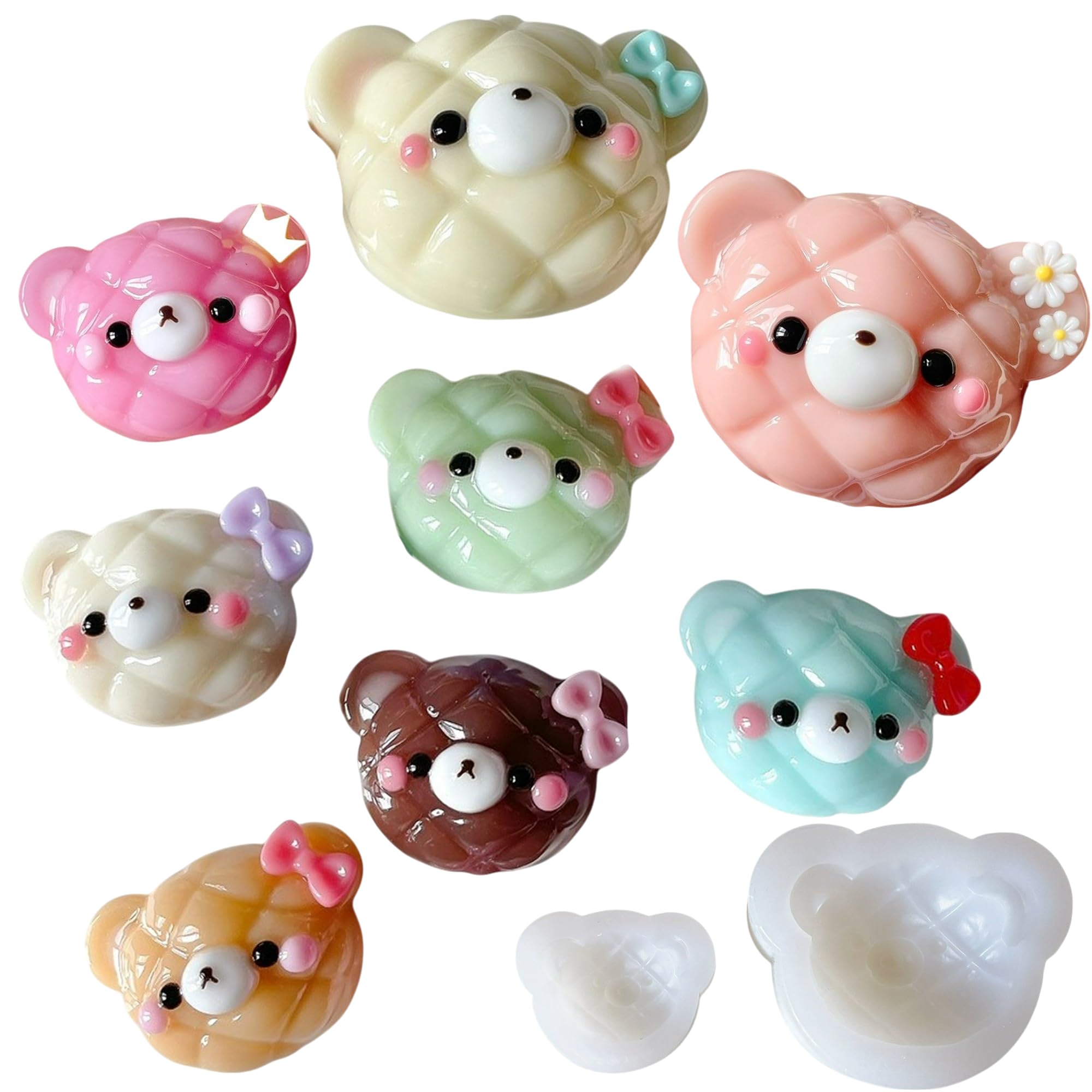 

Evergarden Silicone Bear and Melon Bread of Perfect for making miniature bear resin aroma and other handmade Mirror Molds, (Set 2) - sweets, donuts,