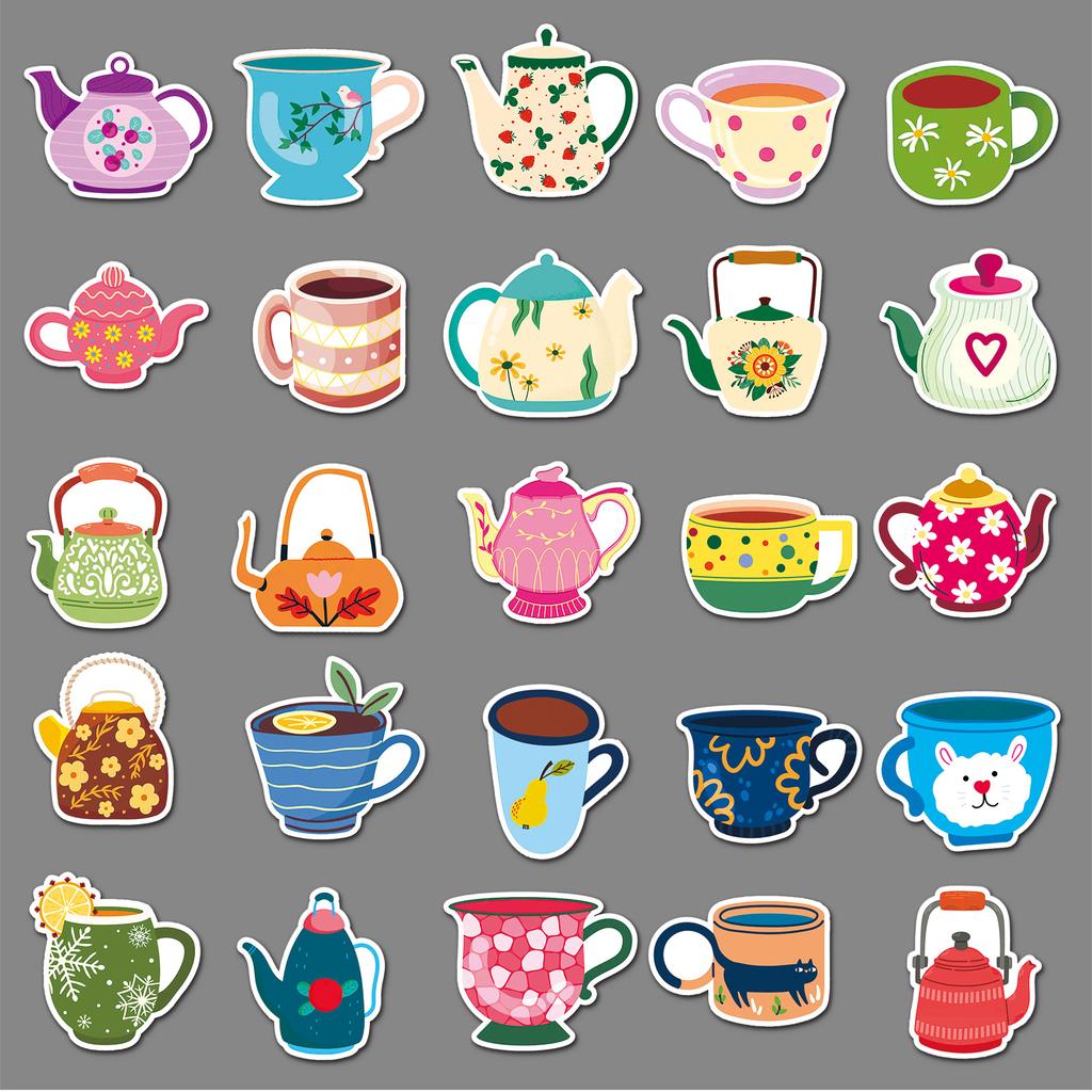50 Teetasse Kessel Doodle Cartoon Kreativ Niedlich Aufkleber Dekorativ Wasserbecher Koffer Aufkleber Wasserdicht