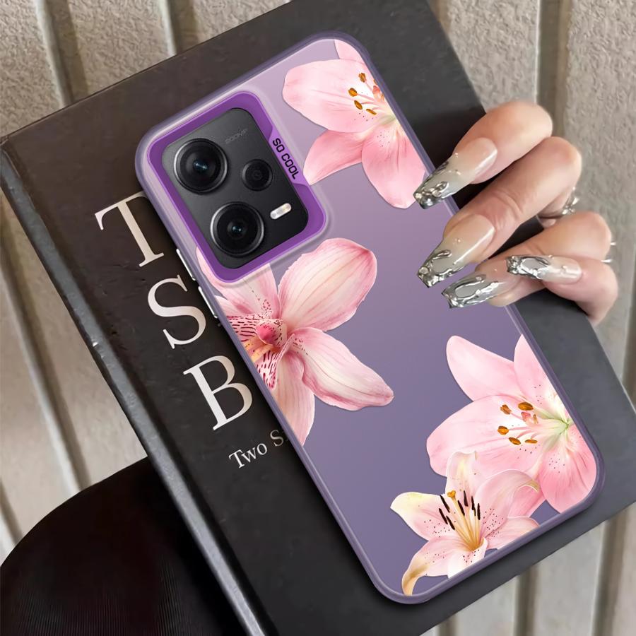 Pink Lily Flower Pattern Back Phone Cover Case for Xiaomi Poco F4 X3 NFC X5 X3 Pro C51 F3 GT C50