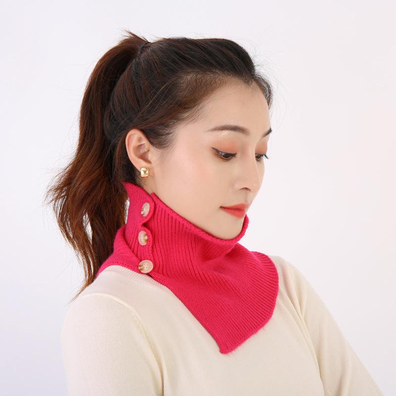 Autumn and winter new fashion men's and women's high neck buttons woolen snood warm knitted fake collar neck pads head and neck covers