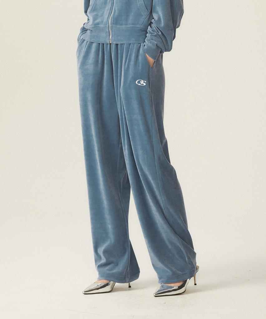 ODDSTUDIO Os Logo Velour 2-Way String Wide Pants - Sky Blue