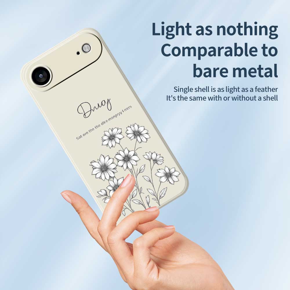 For iPhone 17 Air Case Sketch Flowers Pattern Printing Straight Edge TPU Phone Back Cover